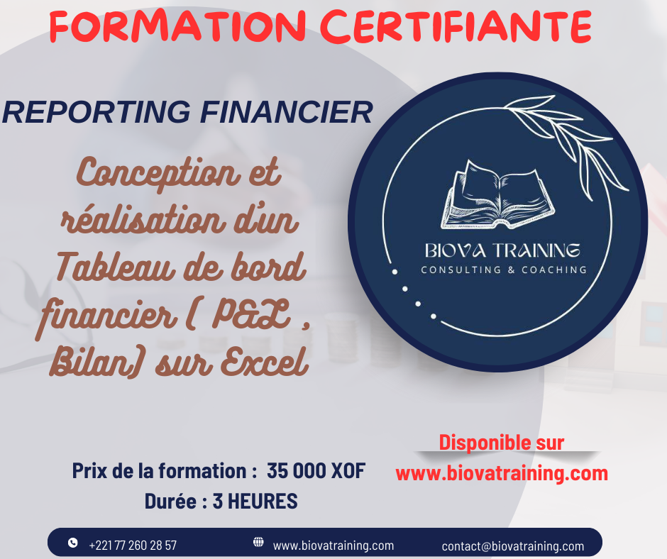 Conception et réalisation d'un Tableau de bord financier ( P&L , Bilan) sur Excel